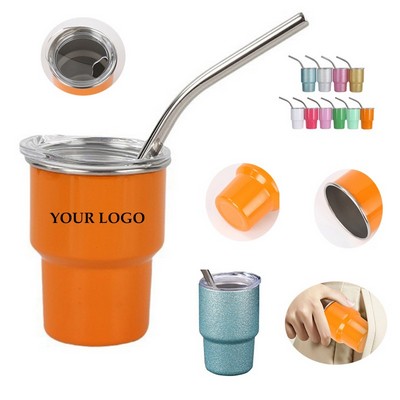 3oz Mini Tumbler Shot Glass with Straw and Lid