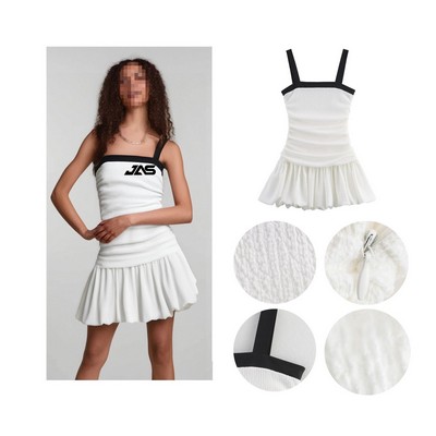 Straight-collar Suspender Dress