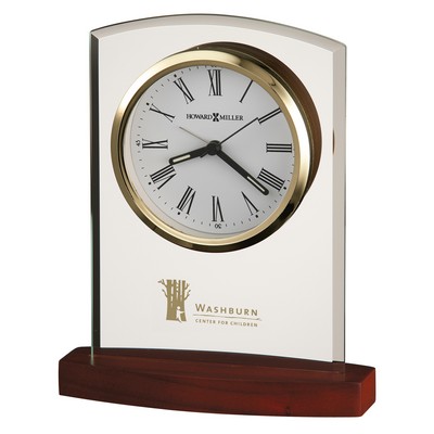 Marcus Curved Glass Alarm Clock w/ Rosewood Base