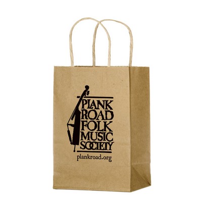 Natural Kraft Paper Shopper Tote Bag (5 1/2"x3 1/4"x8 3/8")