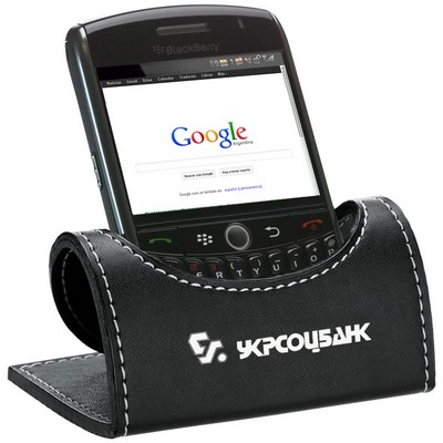 Black Leatherette Folding Phone Holder