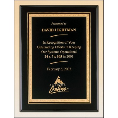 Black Stained Piano Finish Plaque w/Florentine Border (7"x9")