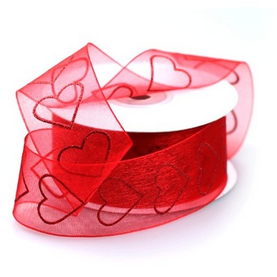 1.5" Red Heart Ribbon