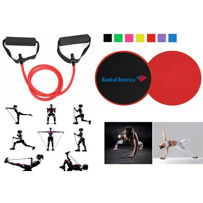 Promotek iBank® Exercise Band + Fitness Sliders (Red)