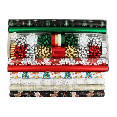 8-roll Upscale Traditional Coordinated Gift Wrap Kit