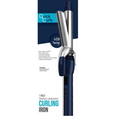 Vivitar® 1" Triple Blue Ceramic Curling Iron