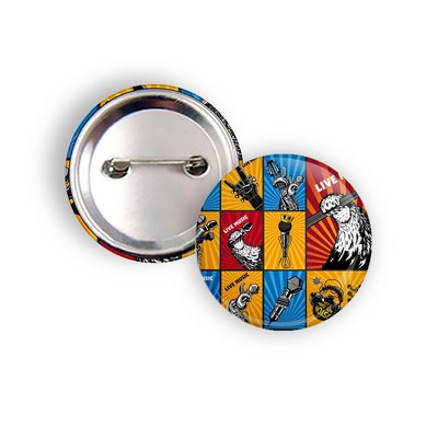 1 1/5" Round Tinplate Brooch Buttons Pin