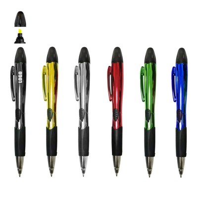 Shining Color Barrel Pen w/Highlighter