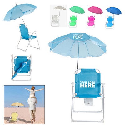 Kids Outdoor Beach Chair With Umbrella Baby Shark