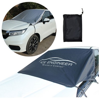 Windproof Car Windshield Snow Cover w/2 Wheel Hooks & Magnet