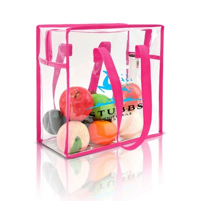 Clear Vinyl Stadium Compliant Zippered Tote Bag