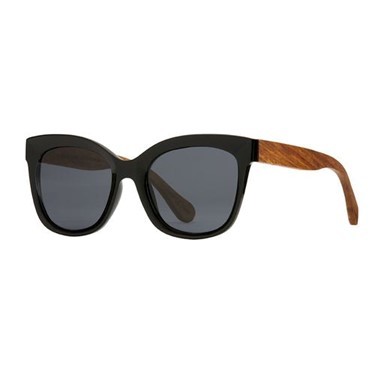 Nora Eco-Sustainable Polarized Sunglasses w/Black & Wood Frame