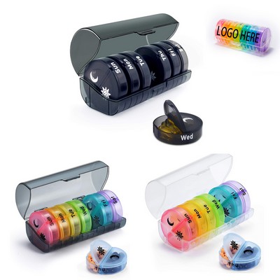 Seven Days Round Dispensing Plastic Pill Box