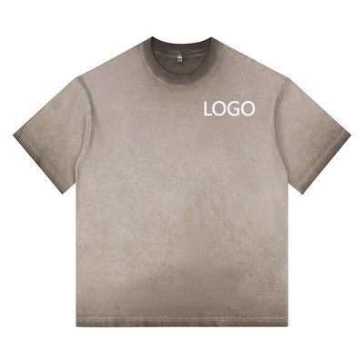 Men's Pure Cotton T-Shirt with Dual-Color Gradient