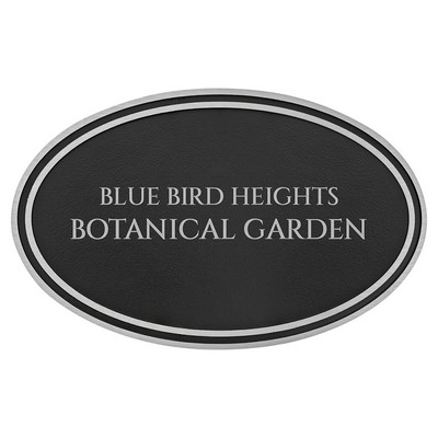Silver/Black Oval Cast Aluminum Sign with 24" Aluminum Rod