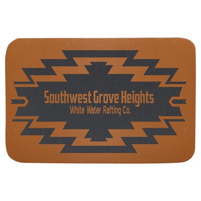 3" x 2" Rectangle Caramel Genuine Leather Patch w/Adhesive