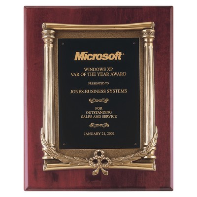 Rosewood Piano Finish Plaque, Antique Bronze Frame Casting