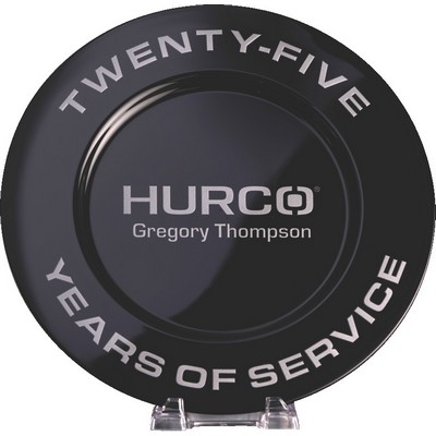 12.5" Diameter Rich Sable Black European Glass Award Tray