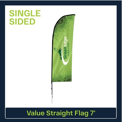 Value 7' Straight Flag - Single Sided w/Spike Base and Carry Bag