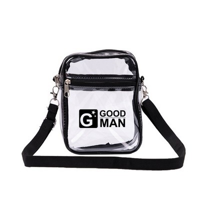 Clear Transparent PVC Crossbody Bag (5.9"W×7.7"H×1.8"T)