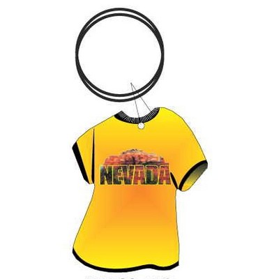 Red Rock Canyon T-Shirt Key Chain w/Clear Mirrored Back (4 Square Inch)