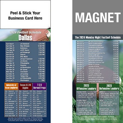 Dallas Pro Football Schedule Peel & Stick Magnet (3 1/2"x8 1/2")