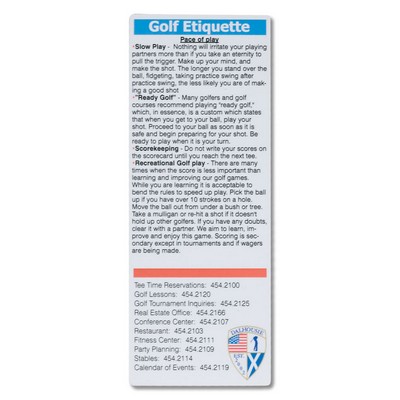 Laminated Schedule and Information Card (3¼"x8½")
