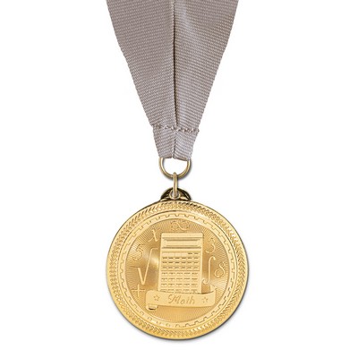 2" Math Brite Laser Medal on Grosgrain Neck Ribbon