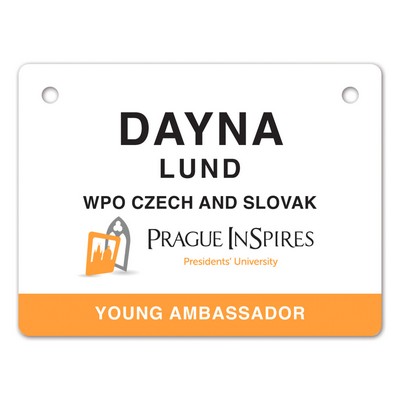 Full Color Name Badge W/Personalization (3"X4") Square W/2 Holes for Double J-Hook Lanyard