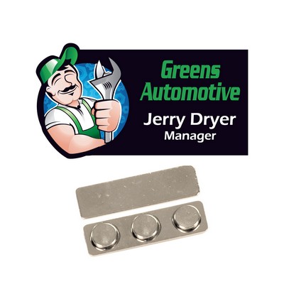 Custom Shape White Plastic Name Badge. Full Color. No Minimum