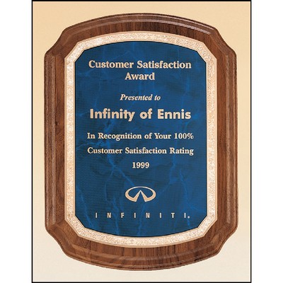 Coventry Walnut & Sapphire Plaque with Marble Finished Plates (7" x 8")
