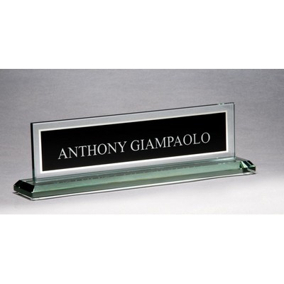 Glass Name Plate with Black Silk Screened Engraving Area