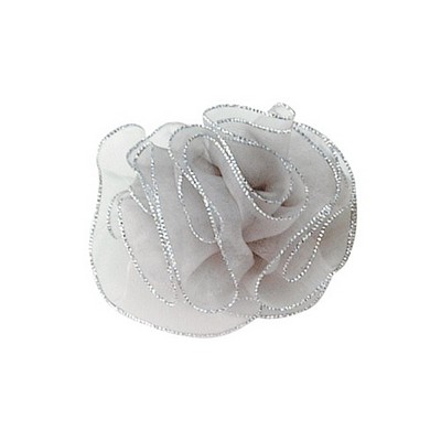 Gray Pull Bow Ribbon w/Silver Edge