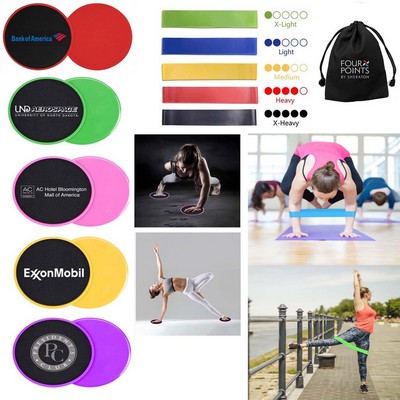 Promotek iBank® Fitness Resistance Bands Set + Exercise Sliders