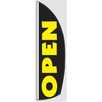 8' Poly-Knit Stock Feather Flag (Open w/Black Background)