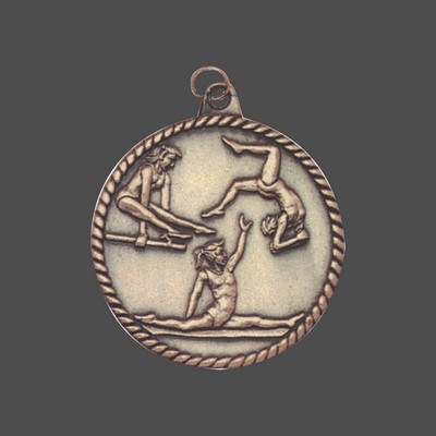 2" Silver Female Gymnastics High Relief Medal