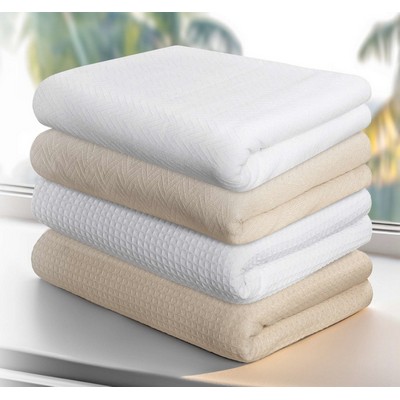 100% Cotton Jaipur Big Honeycomb White Queen Thermal Blanket