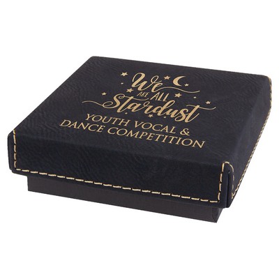 Engraved Faux Leather Gift Box, Black, 3 1/2"(L) x 3 1/2"(W) x 1"(H)