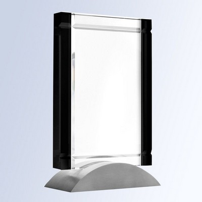 Black Deco Optic Crystal Award w/Aluminum Base