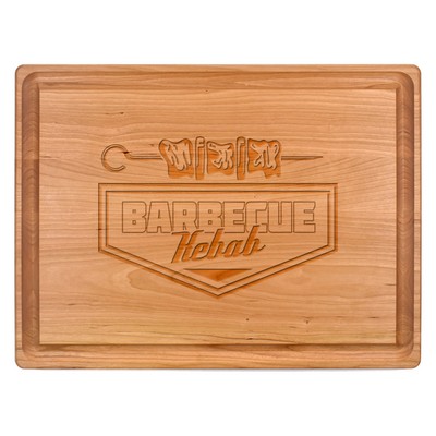 15" x 20" x 1 1/4" Cherry Rectangular Butcher Block with Juice Groove