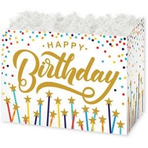 Small Happy Birthday Stars Theme Gift Basket Box
