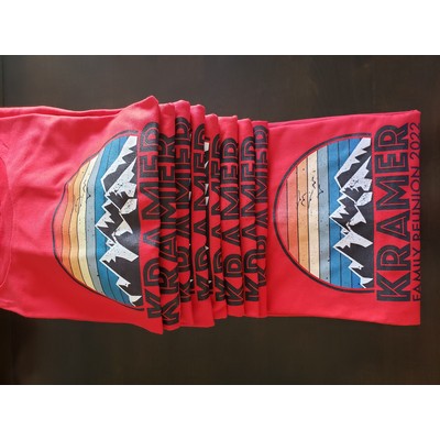 Adult Black, Gray, Red T-Shirt Full Color Imprint