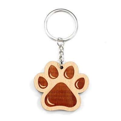 Paw Wood Keychain
