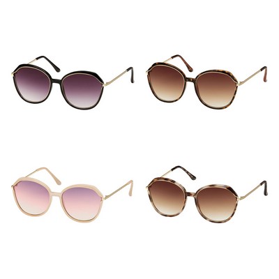 Jade Women's Round Metal Inlay Sunglasses