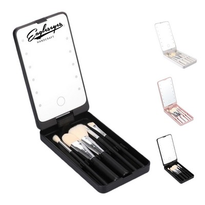 360 Rotating Led Makeup Mirror with Brushes