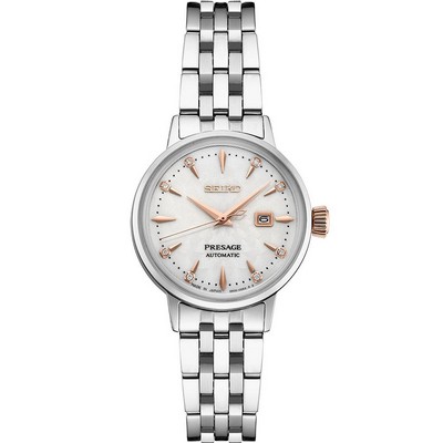 Seiko Watch Presage Ss Automatic White Dial W/ Diamond Markers