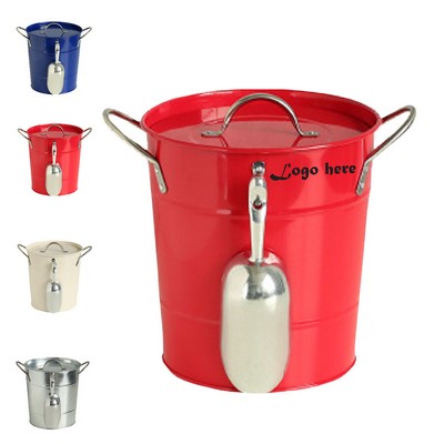 Tinplate Ice Bucket With Scoop And Lid