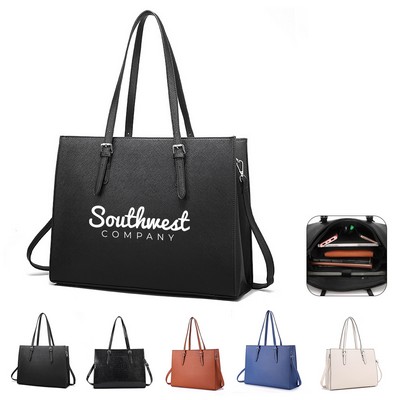 Pu Leather Laptop Tote Bag