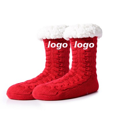 Women'S Fleece-Lined Non-Slip Indoor Socks