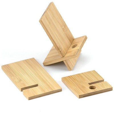 Portable Bamboo Phone Stand With Charging Hole